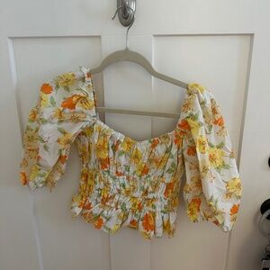 Faithfull the Brand Floral Puff Sleeve Top